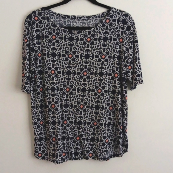 LOFT Tops - Loft Linen Scoop NeckPattern Tee Shirt #2437